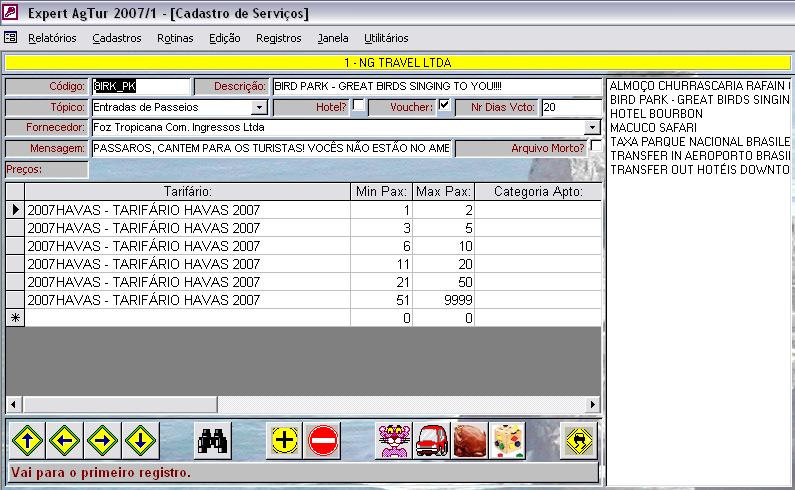 Nova tela de Cadastro de Serviços. Foram eliminadas 5 telas.